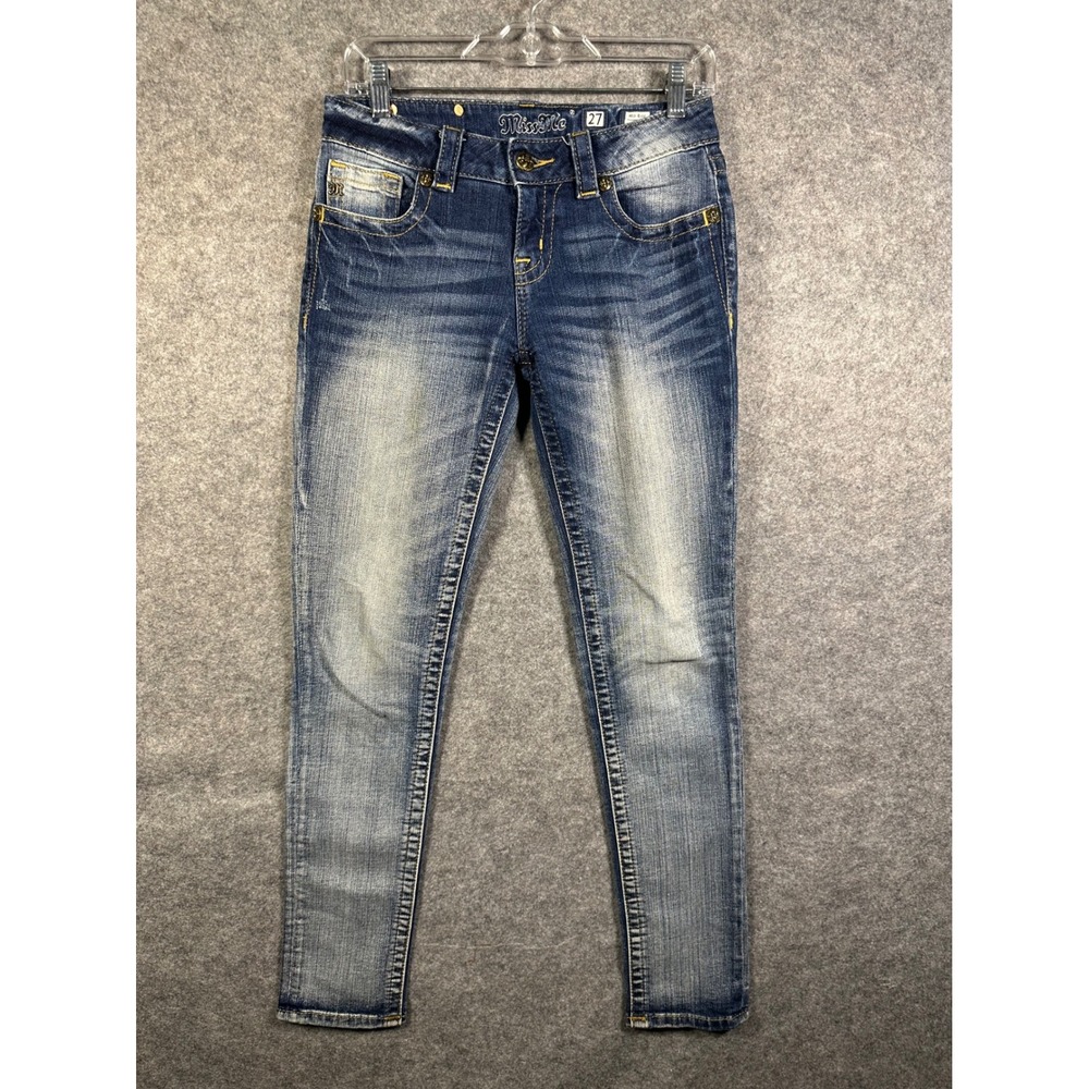 Miss Me MS4009S56 Mid Rise Skinny Jeans Medium Wash Blue Denim Womens‎ 27 x 31